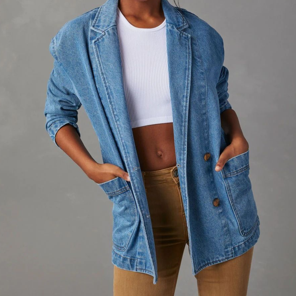 Damen - Denim-Jacke - Atmungsaktiver Stoff - Leichte Freizeitweste für angenehmen Tragekomfort