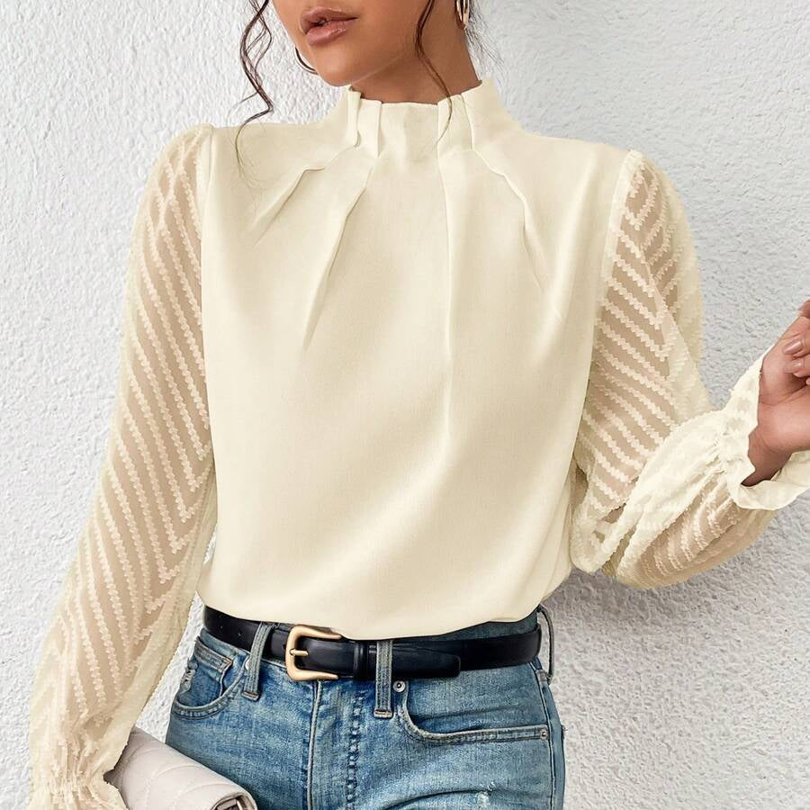 Damen - Elegante Bluse - Weichen Stoff - Stil mit langen Ärmeln