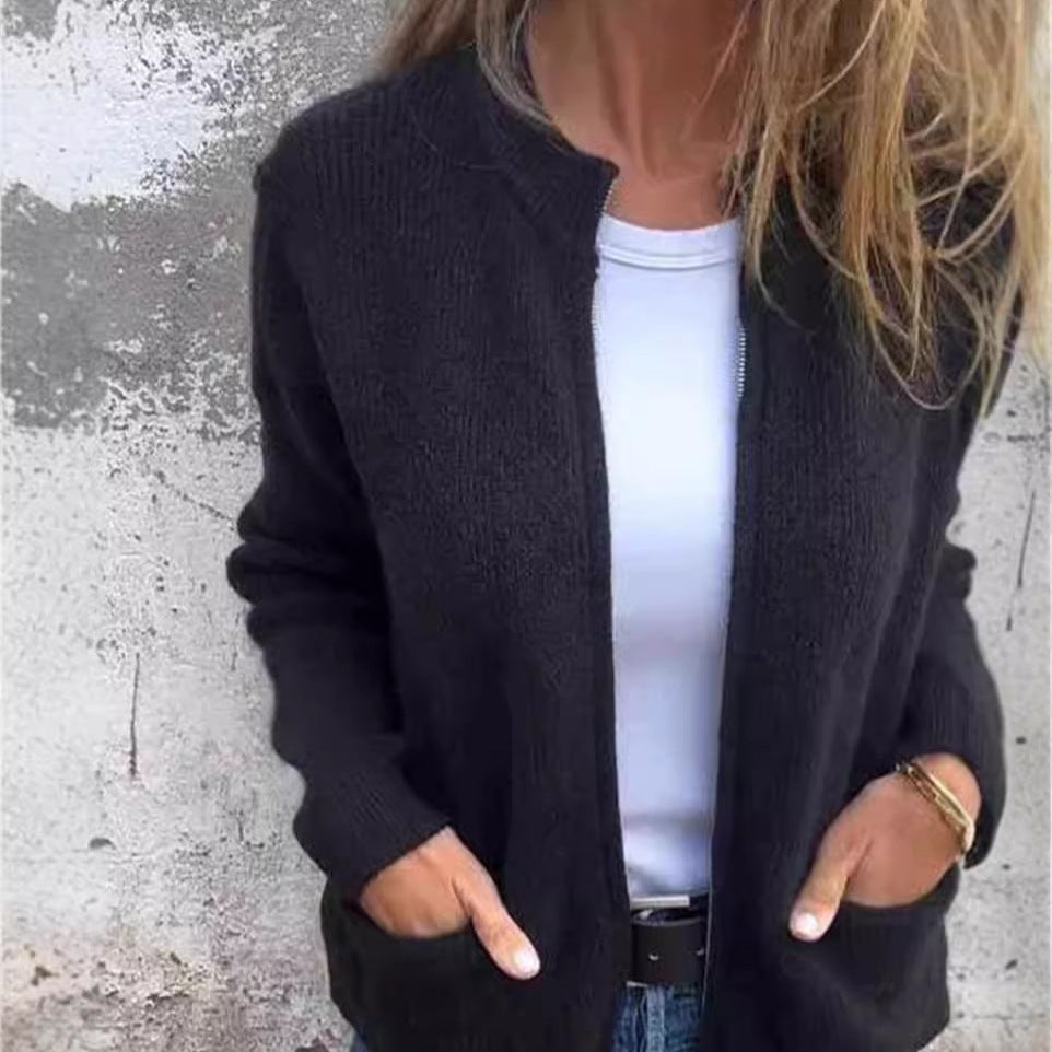 Damen - Strickjacke mit offener Vorderseite - Wollmischung  - Bequeme und stilvolle Übergangsjacke