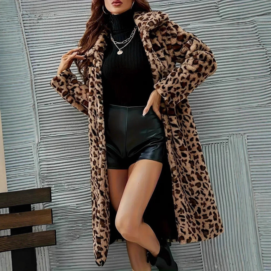 Damen - Stylischer Mantel - Leopard Kunstpelz - Gemütlich, Weich & Trendy - Perfekt für jede Gelegenheit