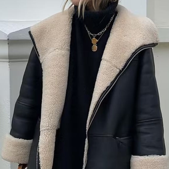 Damen - Jacke - Kunstleder - Kuscheligem Innenfutter -  Stylisch und perfekt für jeden Anlass