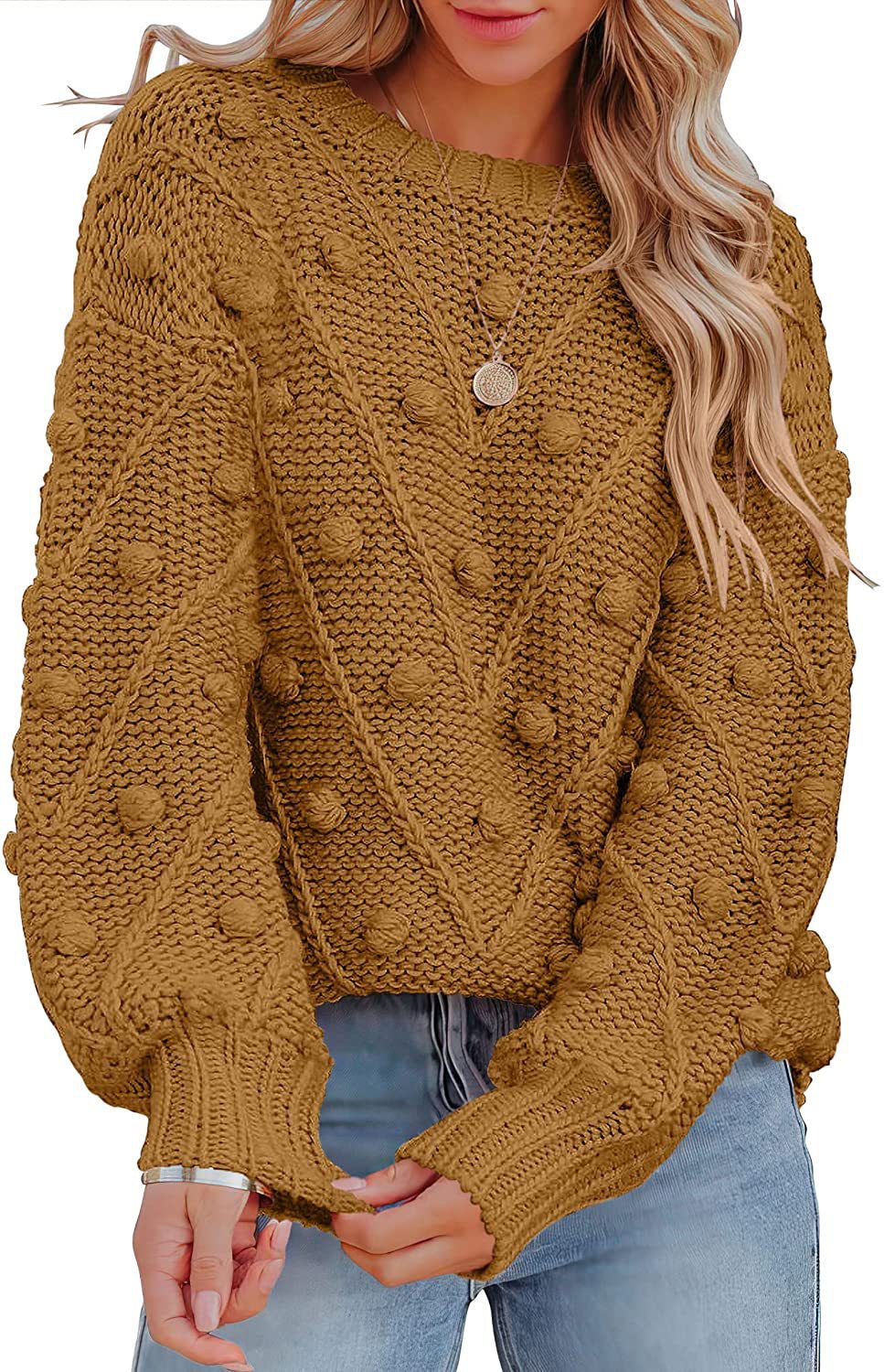Damen - Stylischer Strickpullover - Modisches 3D-Muster - Bequem und Trendy
