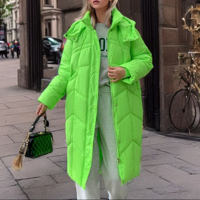 Damen - Isolierte lange Pufferjacke - Entspannte Passform - Warm und stylisch für kalte Tage