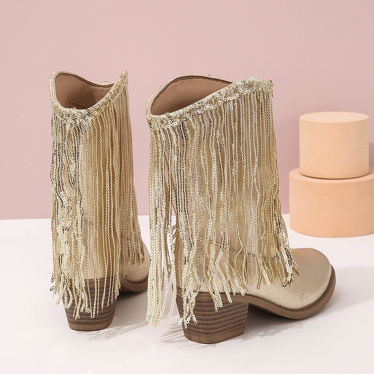 Damen - Cowboystiefel - Mit Pailletten- und Fransendesign - Modischer Western-Stil für jeden Anlass