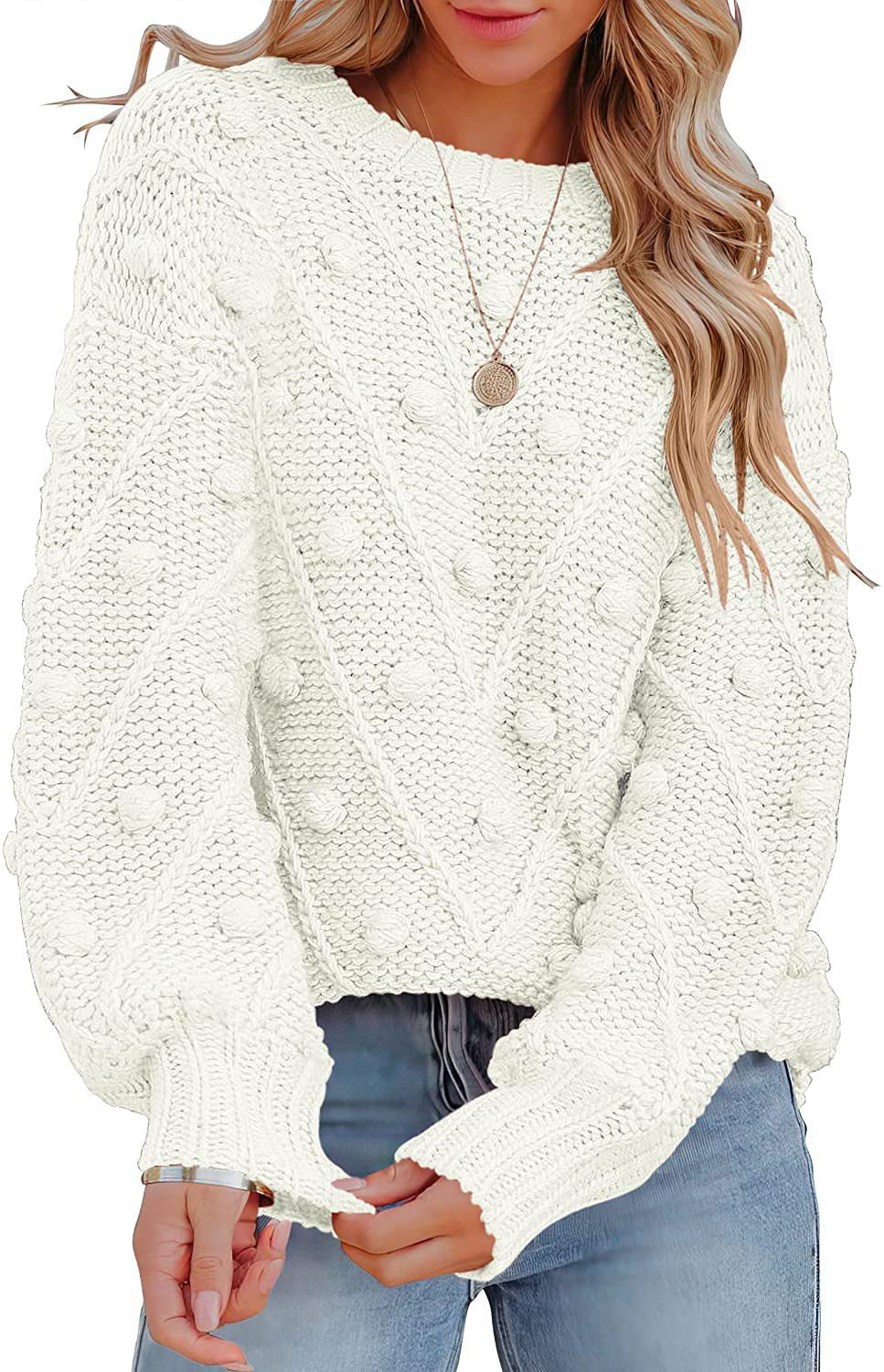Damen - Stylischer Strickpullover - Modisches 3D-Muster - Bequem und Trendy