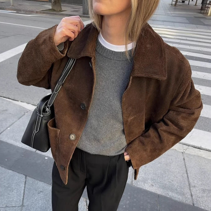 Damen - Teddyjacke - Übergröße - Weicher Stoff - Knopfverschluss - Bequeme und trendige Jacke