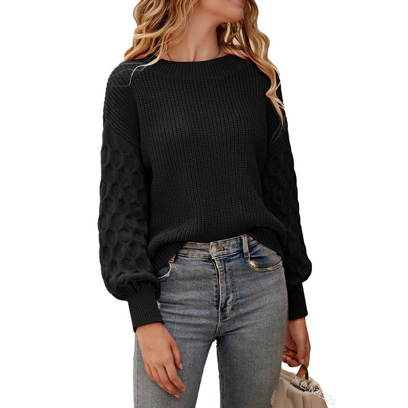 Damen - Strickpulli mit Puffärmel - Bequem und stilvoll für jede Gelegenheit