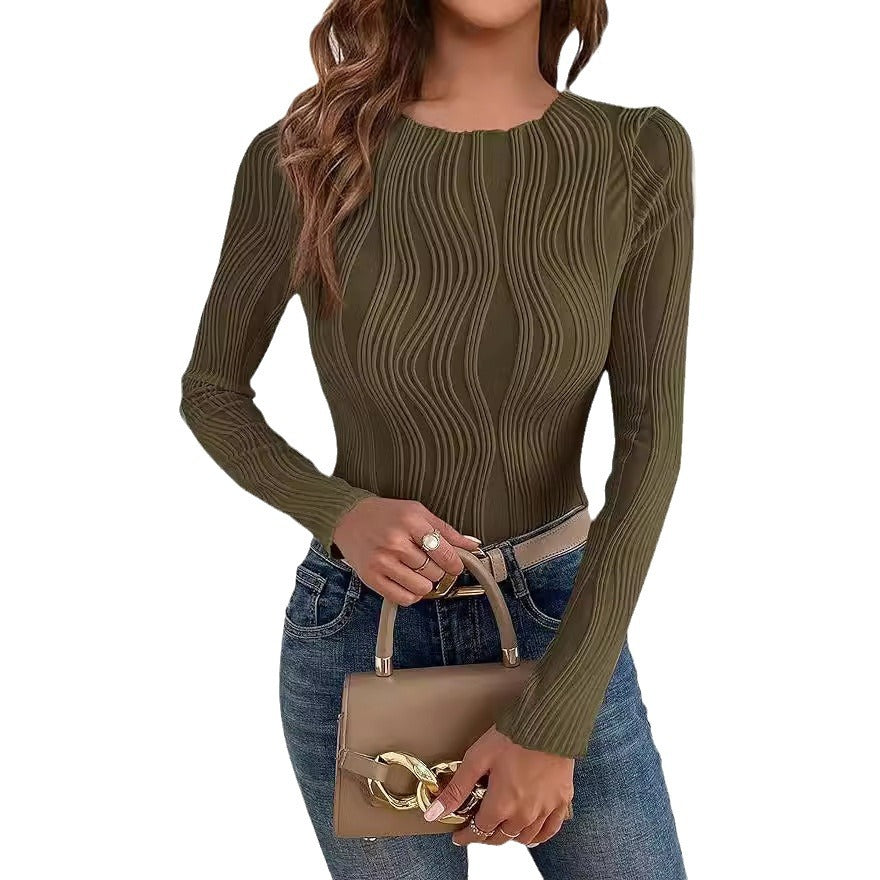 Damen - Langärmeliges Top - Wellenmuster - Stylisches Design für jeden Anlass