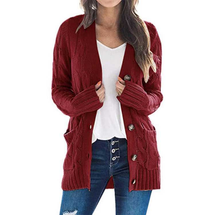 Damen - Strickjacke mit Zopfmuster - Taschen - Modischer stil für jeden Anlass