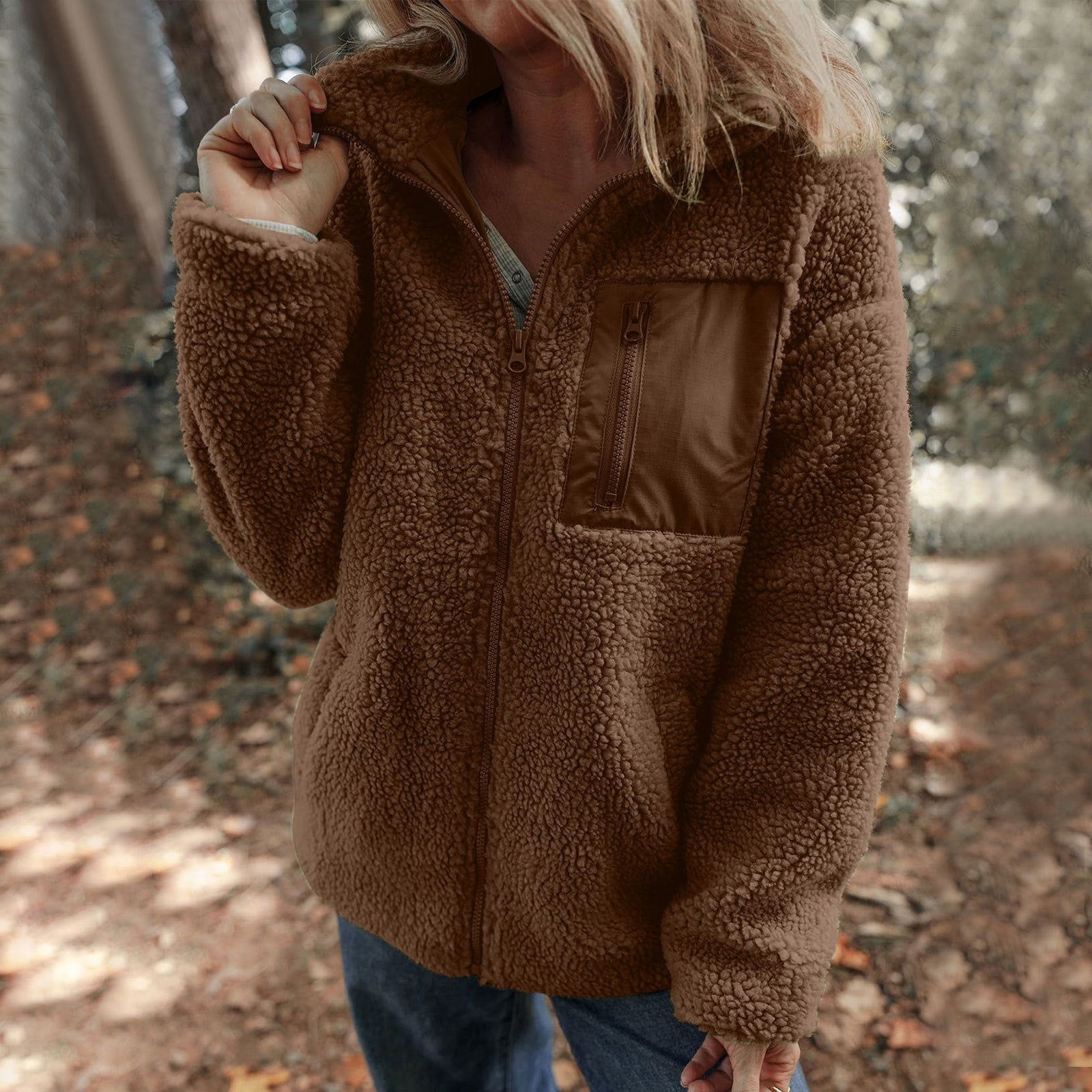 Damen - Fleecejacke - Hoher Kragen - Bequeme und warme Jacke für kühle Tage