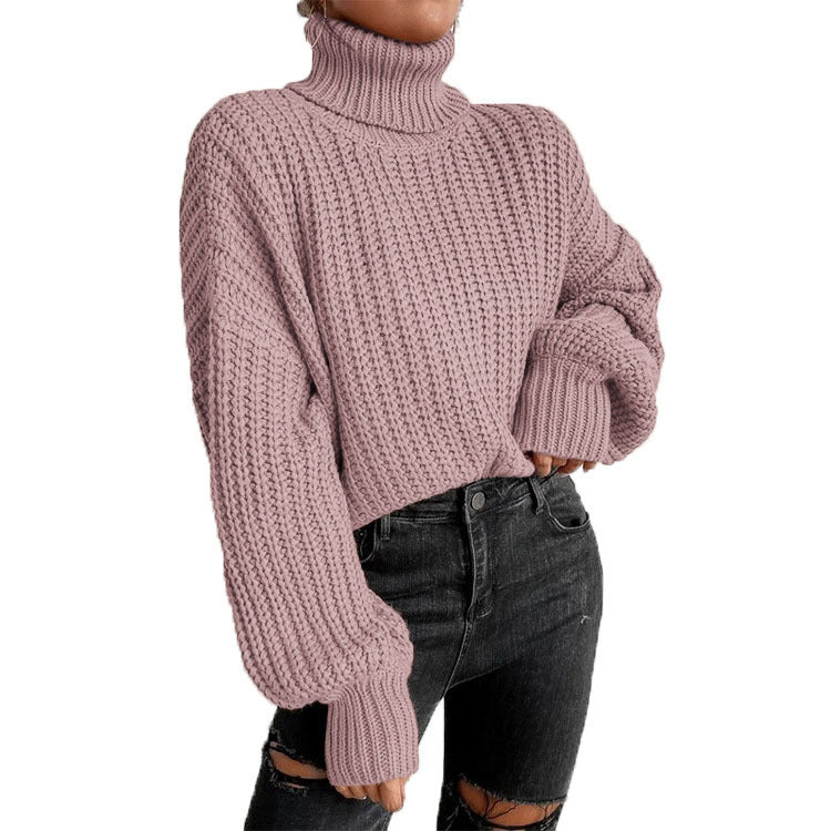 Damen - Strickpullover - Hoher Kragen - Bequem und stilvoll - Lässiger Pullover für jede Gelegenheit