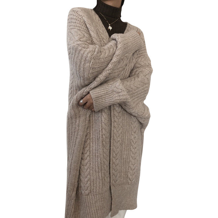 Damen - Übergroße Strickjacke - Grobes Strickmuster - Rautendesign - Modischer Begleiter für kalte Tage