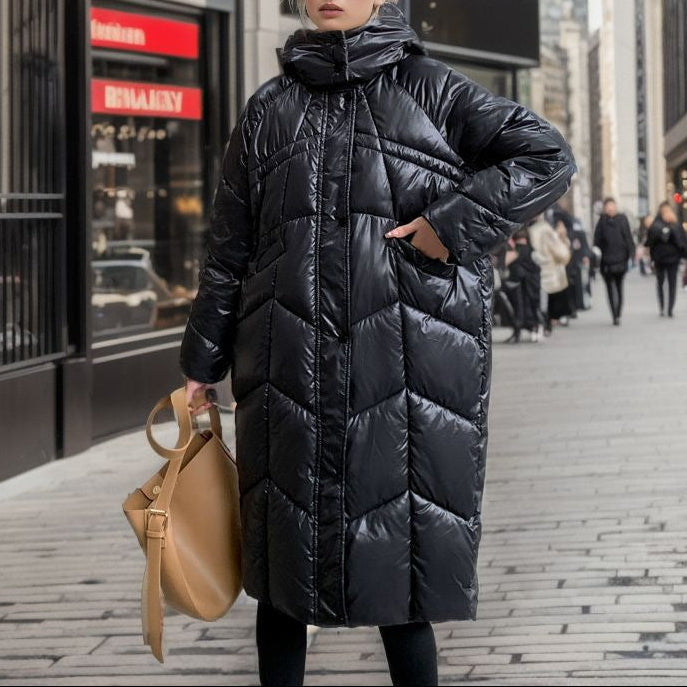 Damen - Isolierte lange Pufferjacke - Entspannte Passform - Warm und stylisch für kalte Tage