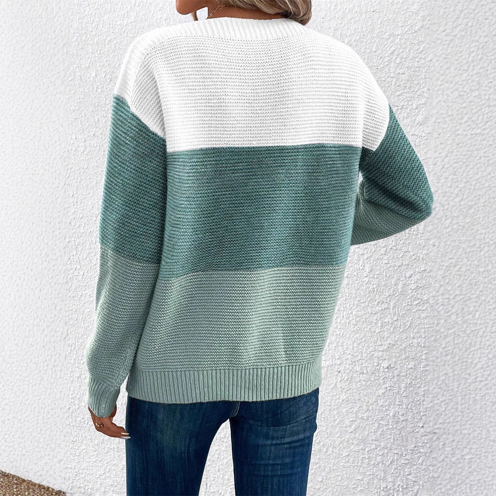 Damen - Strickpullover - Farbblock - Bequemer und stilvoller Look - Perfekt für die kühle Jahreszeit