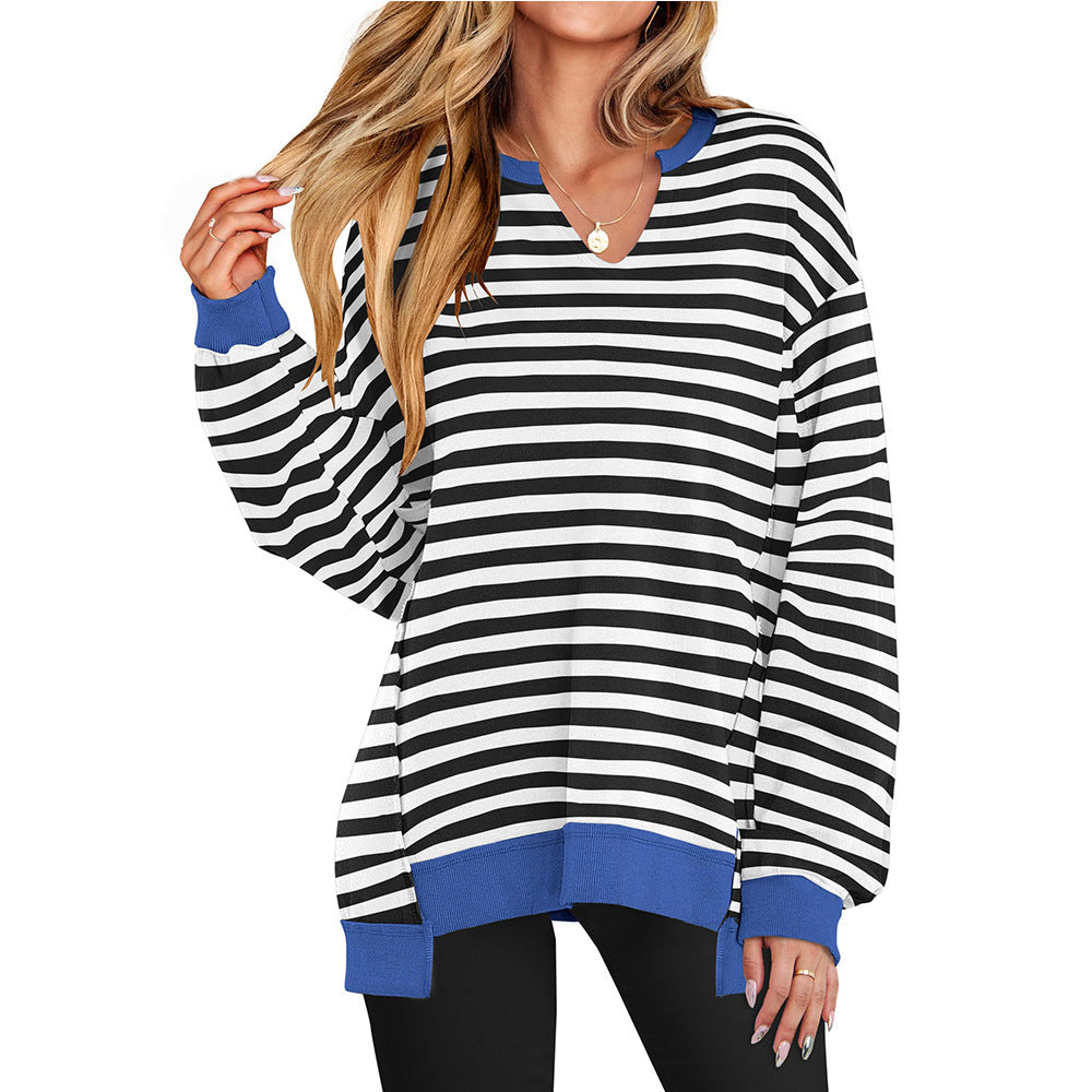 Damen - Lässiger V-Ausschnitt Pullover - Übergröße Ärmeln - Weichem Material - Modischer Begleiter