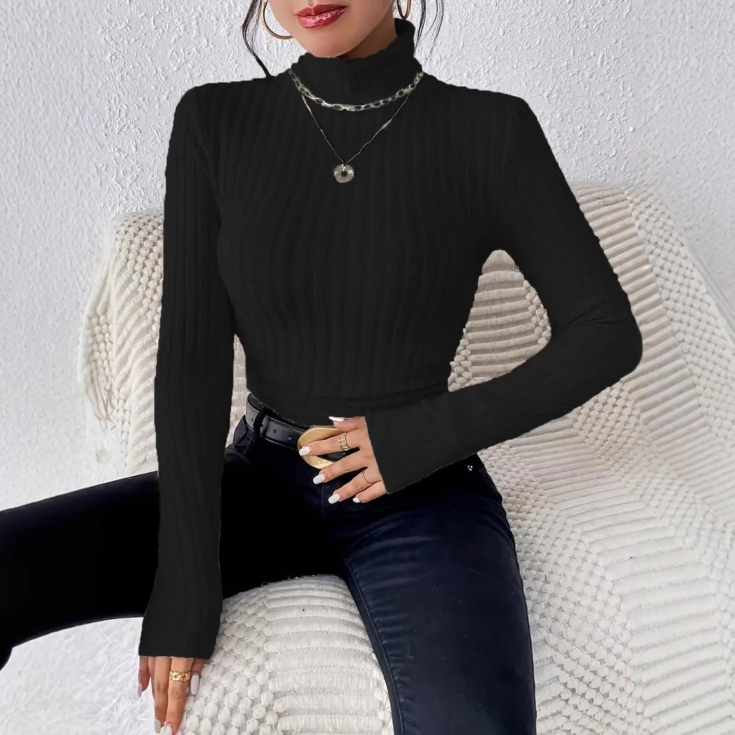 Damen - Rollkragenpullover - Langärmeliger - Feiner Rippstrick - Stilvoller und Bequemer Pullover für den Alltag