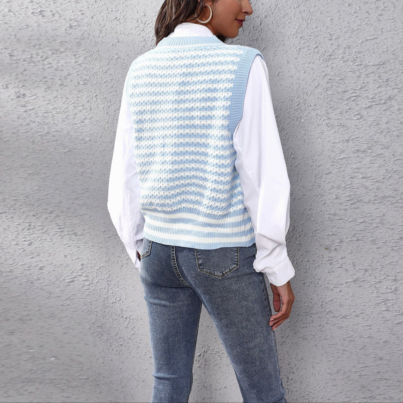 Damen - Strickweste - Baumwollmischung - Zickzack-Design - Bequeme und stilvolle Strickjacke für jede Gelegenheit