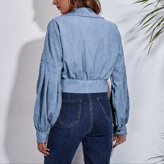 Damen - Blousonjacke - Rippstrick - Weite Ärmel - Bequeme und stylische Übergangsjacke für jeden Anlass