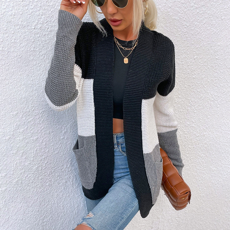 Damen - Strickjacke - Offener Vorderseite und Taschen - Bequemes Material für jeden Anlass
