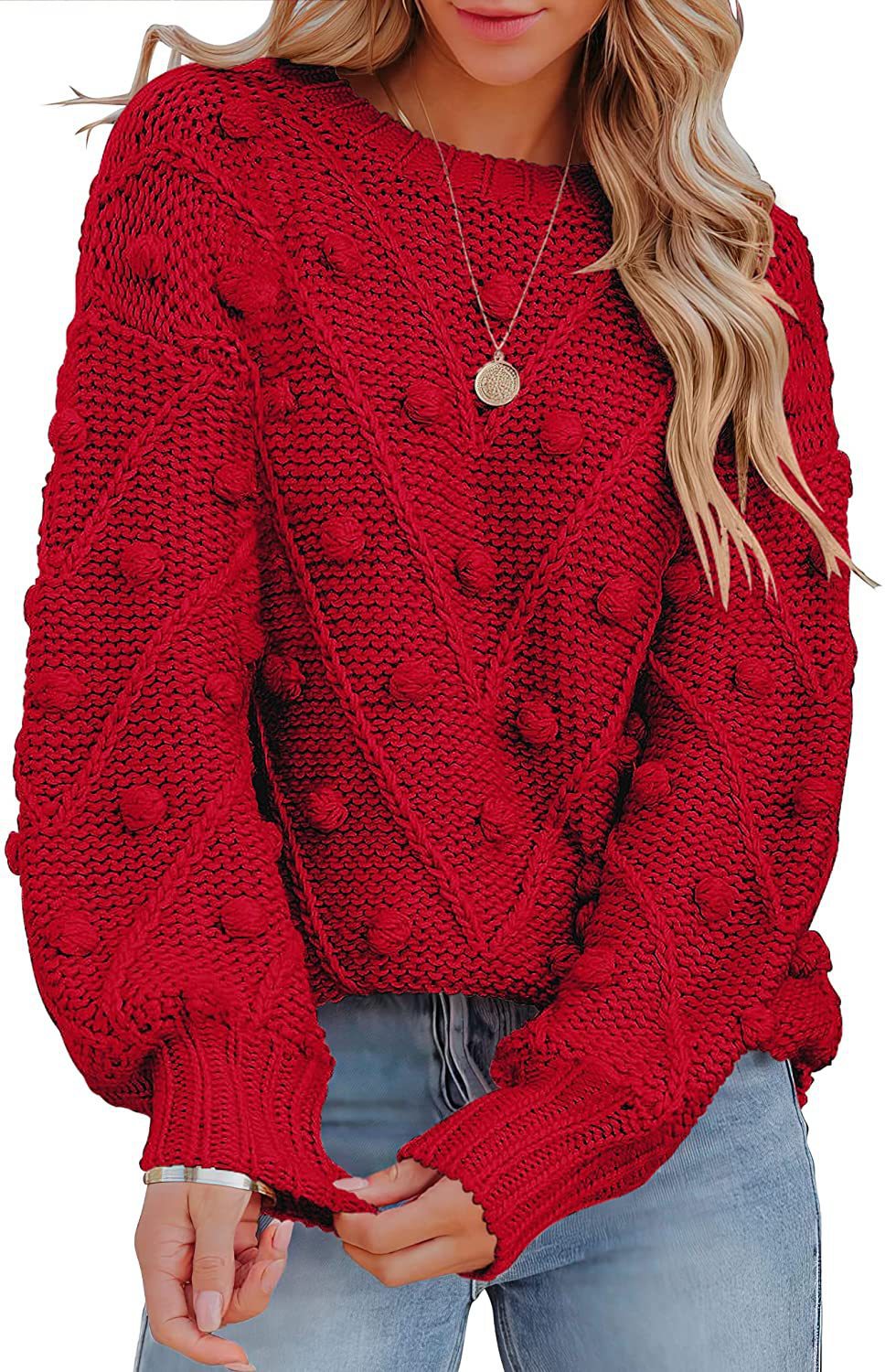Damen - Stylischer Strickpullover - Modisches 3D-Muster - Bequem und Trendy