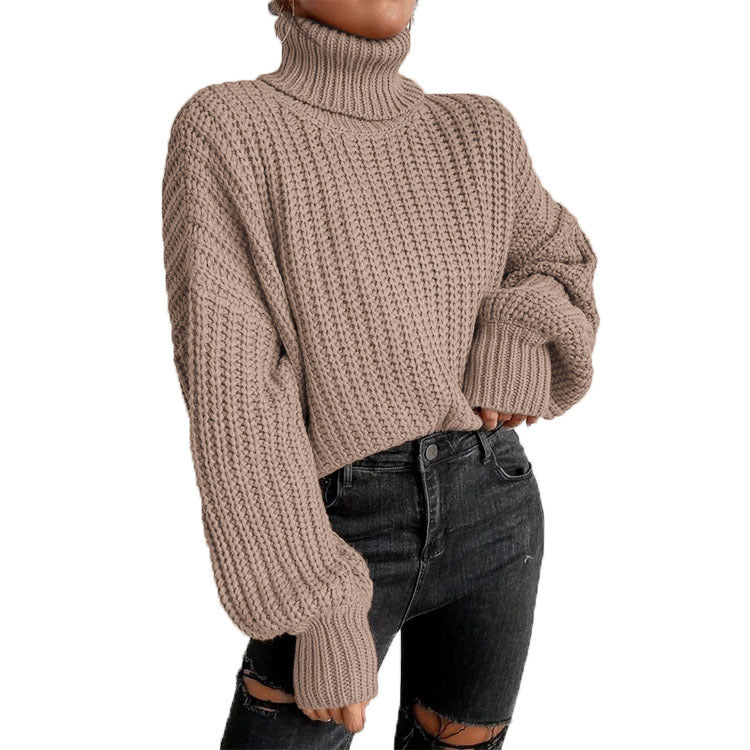 Damen - Strickpullover - Hoher Kragen - Bequem und stilvoll - Lässiger Pullover für jede Gelegenheit