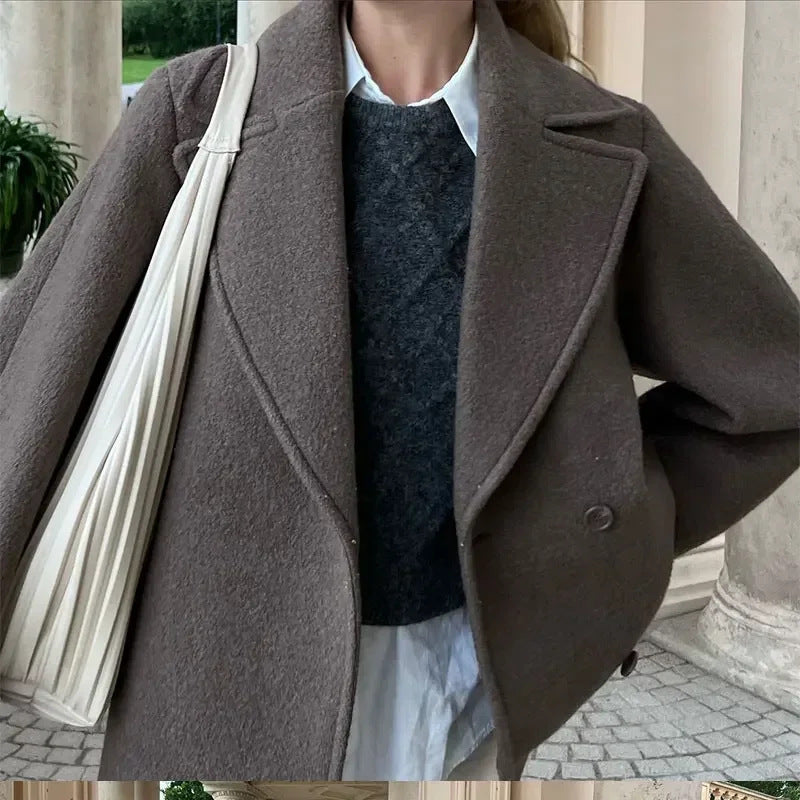 Damen - Übergrößen Wollmantel - Kuscheliger Stil für kalte Tage - Bequemer und eleganter Look