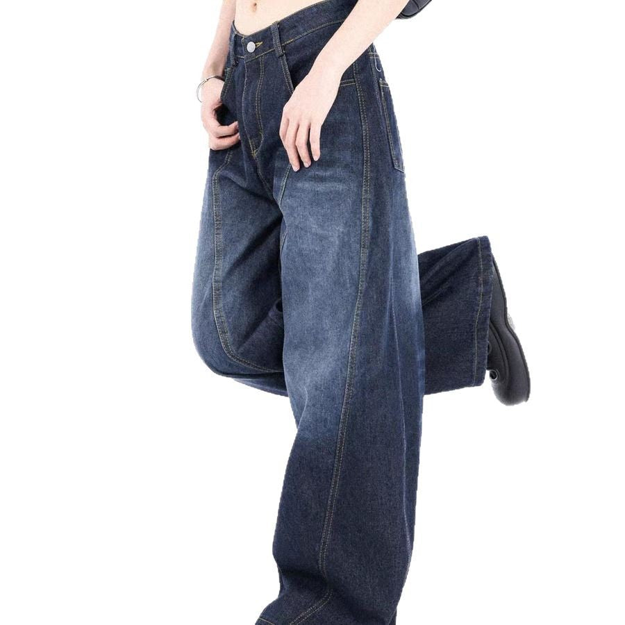 Damen - Weite Denim Hose - Hohe Taille - Lässiger Stil für jeden Anlass