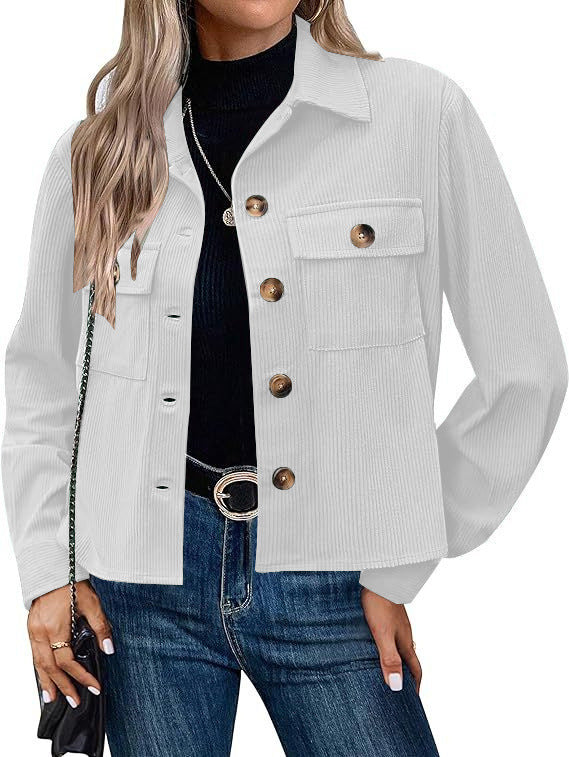 Damen - Cordjacke - Brusttaschen - Bequemer Stil für jeden Anlass