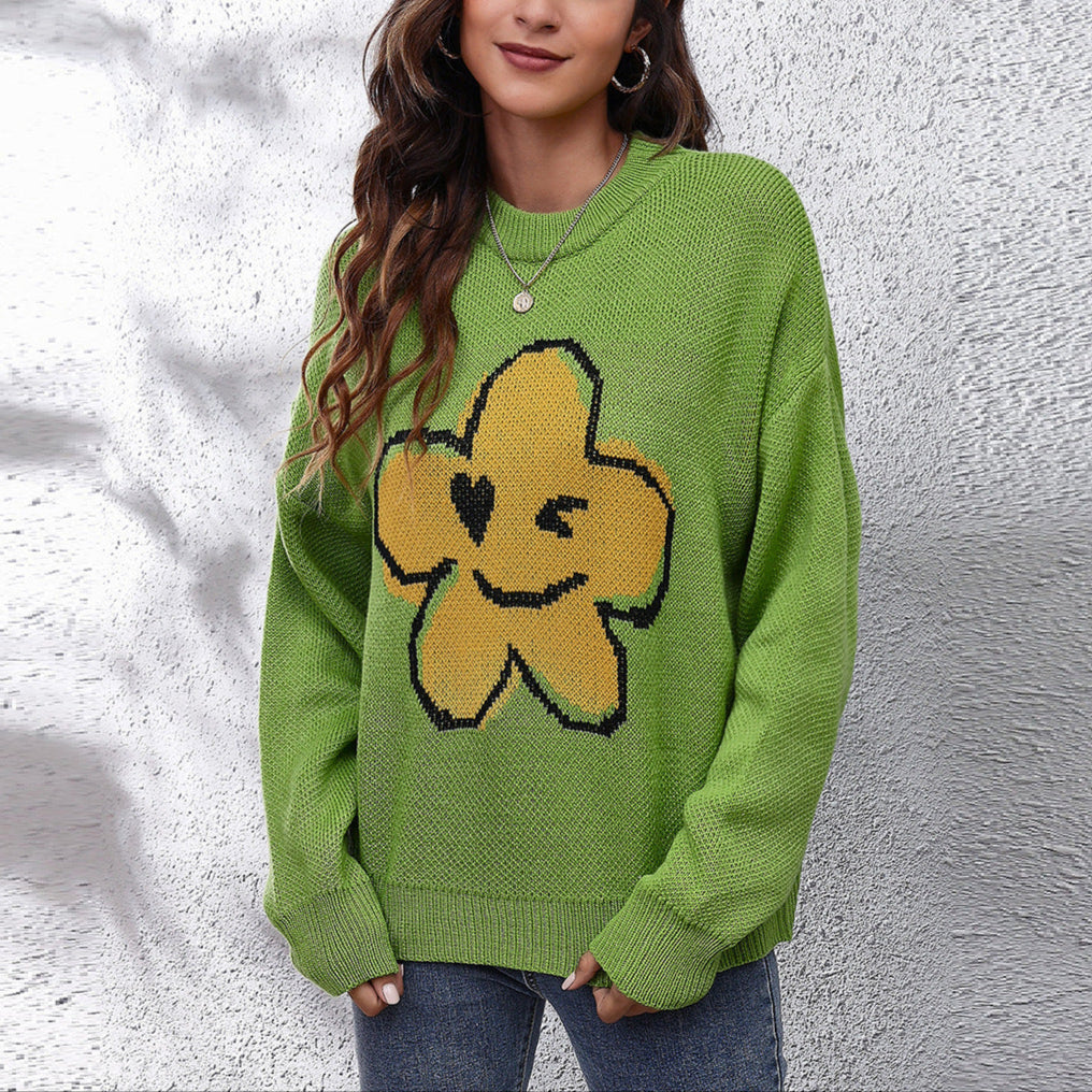 Damen - Strickpullover - Baumwollmischung - Florales Design - Bequemer, atmungsaktiver Pullover für stilvolle Looks