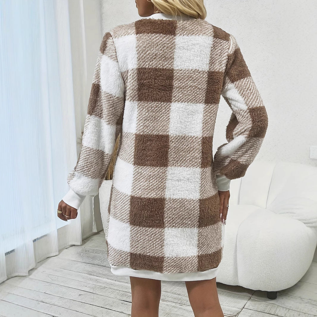 Damen - Modisches V-Pullover Kleid - Bequemer Strickstil - Trendy und Vielseitig