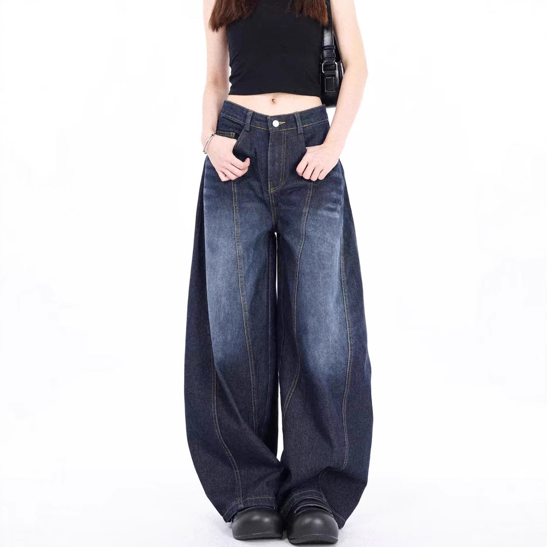 Damen - Weite Denim Hose - Hohe Taille - Lässiger Stil für jeden Anlass