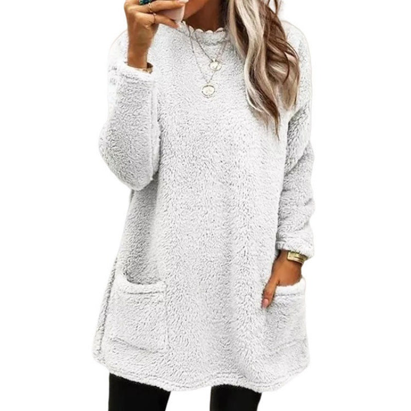 Damen - Pullover mit Taschen - Fleece - Weit geschnittener