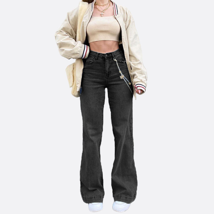 Damen - Ausgestellte Denim Jeans - Mittlere Taille - Modische, Bequeme Jeans für Jeden Anlass