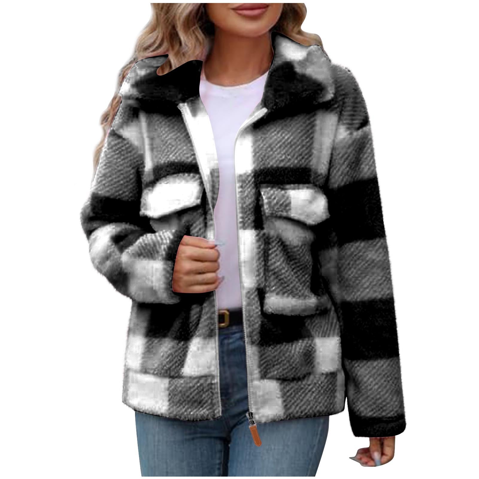 Damen - Fleecejacke - Karomuster - Weich, Bequem und Stylisch - Perfekt für den Alltag
