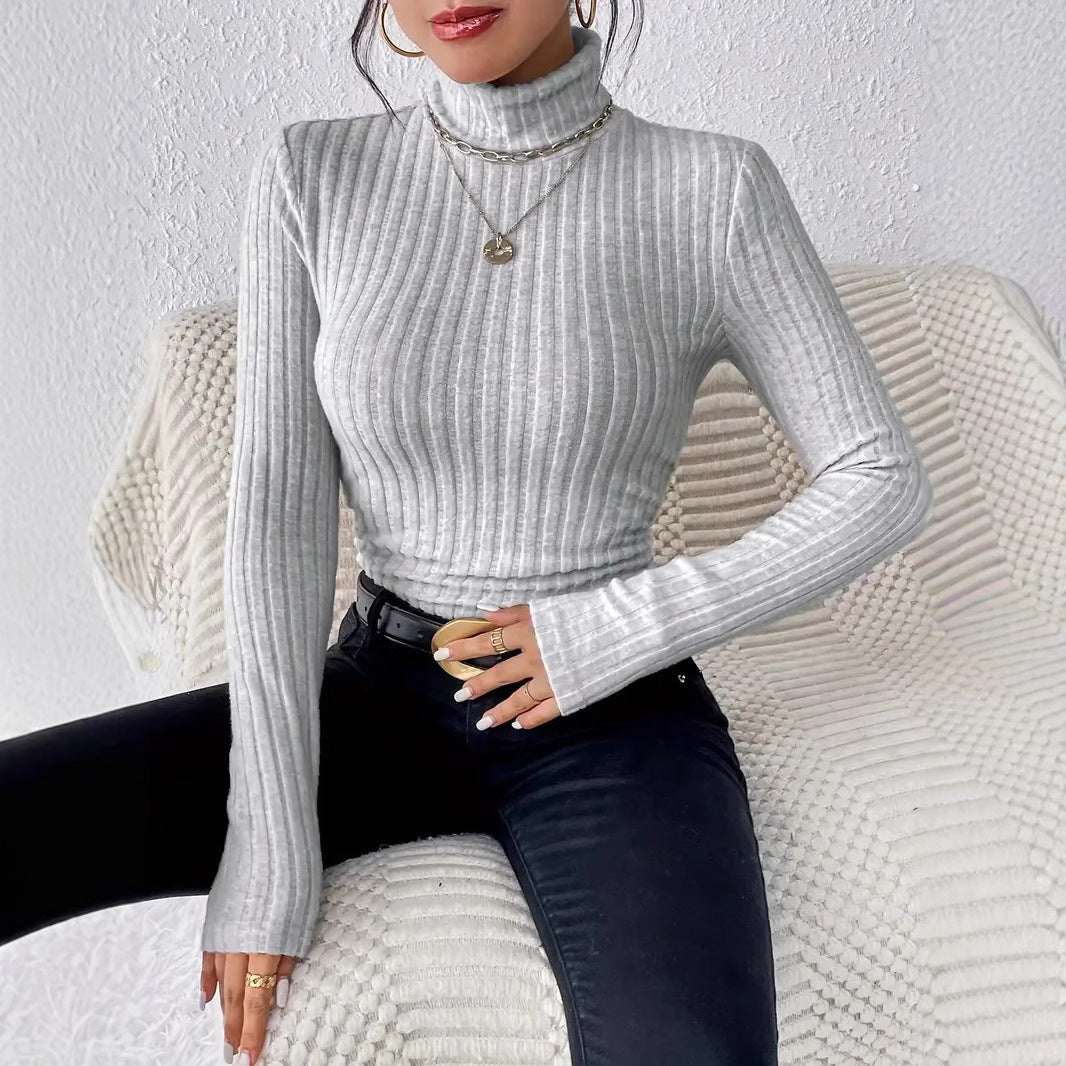 Damen - Rollkragenpullover - Langärmeliger - Feiner Rippstrick - Stilvoller und Bequemer Pullover für den Alltag