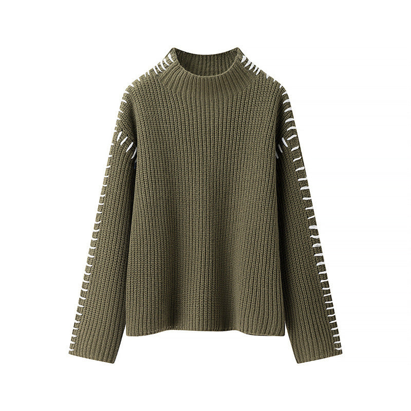 Damen - Strickpullover - Hoher Kragen - Bequem und Stilvoll für den Alltag