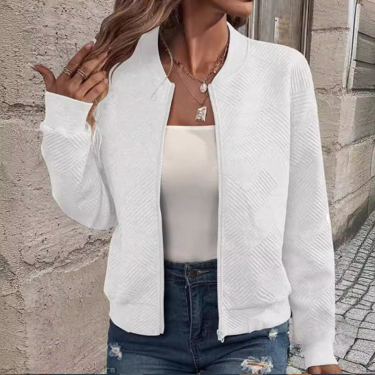 Damen - Strukturierte Bomberjacke - Weichem Material - Lässiger Stil - Modische Jacke für den Alltag