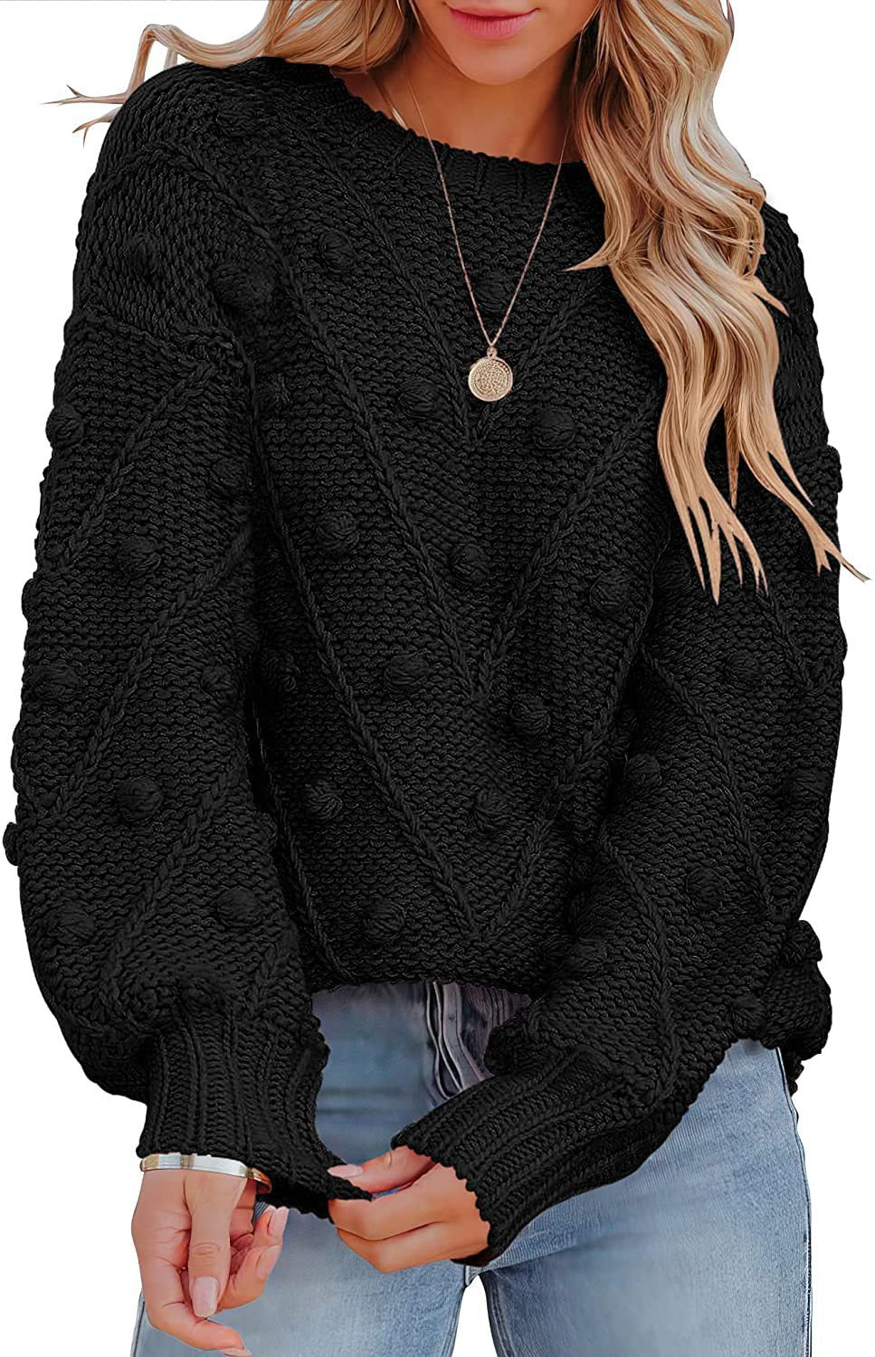 Damen - Stylischer Strickpullover - Modisches 3D-Muster - Bequem und Trendy