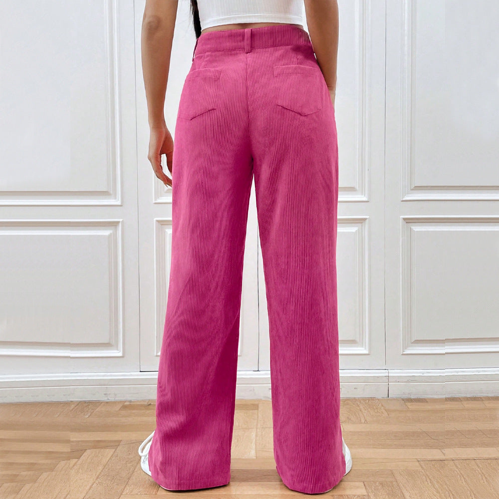 Damen - Trendige Cordhose - Weitem Bein - Bequemes Material - Modische Freizeithose