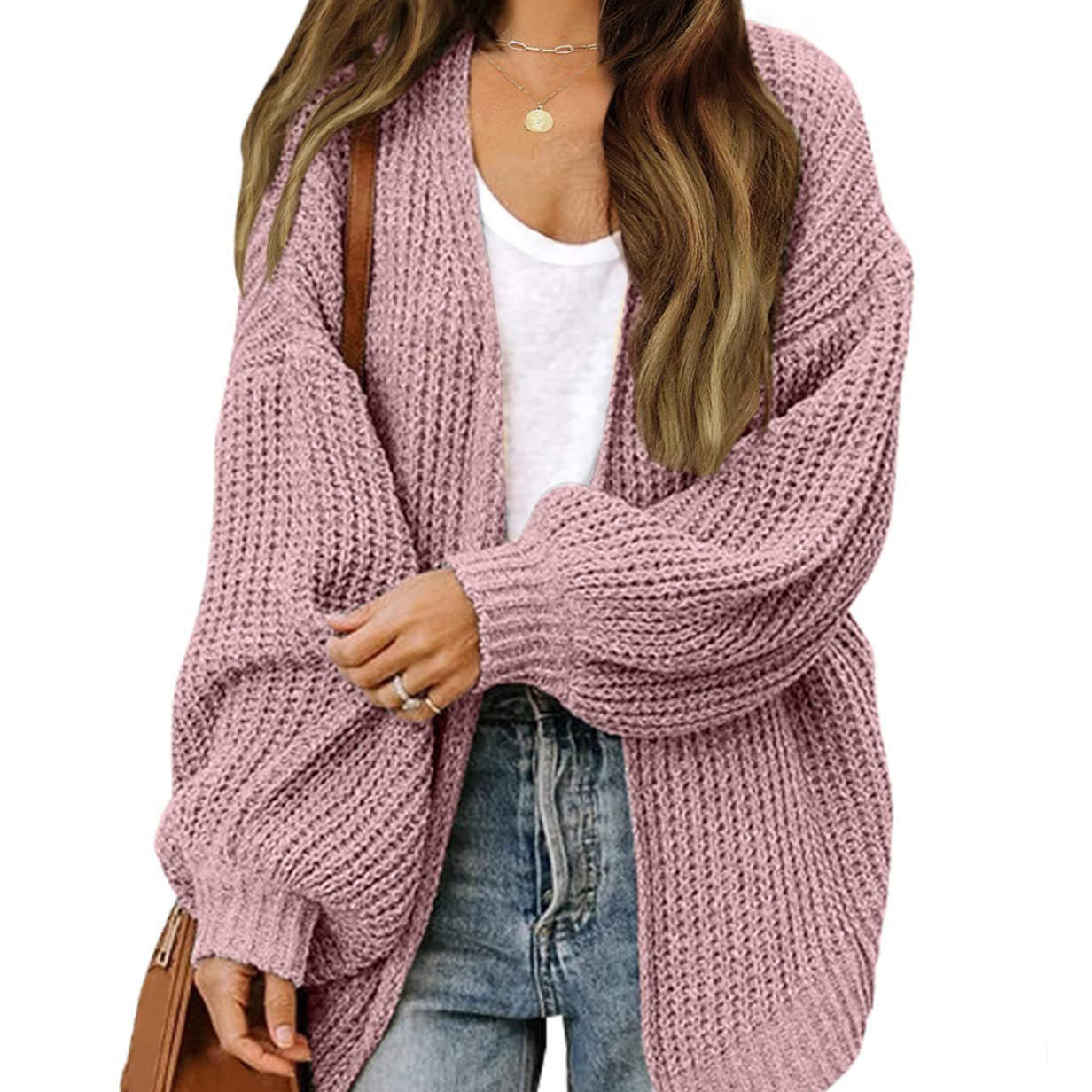 Damen - Grobstrickjacke - Überschnittenen Schultern - Bequem und Stylisch für jeden Anlass