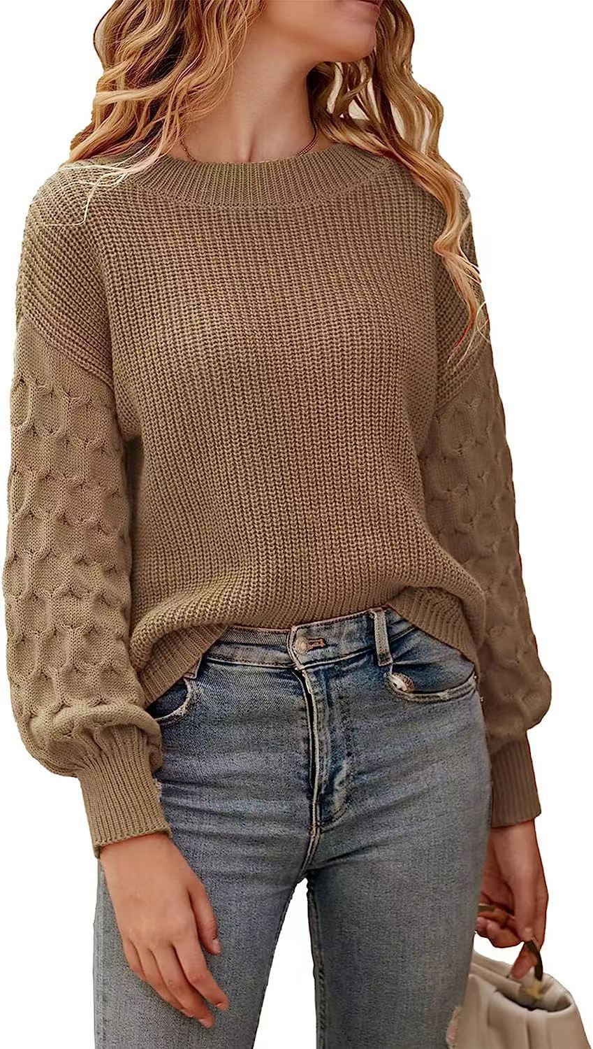 Damen - Strickpulli mit Puffärmel - Bequem und stilvoll für jede Gelegenheit