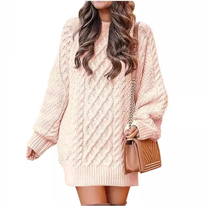 Damen - Lässiger großer Strickpullover - Zopfmuster - Bequemer Mode Hit für den Herbst