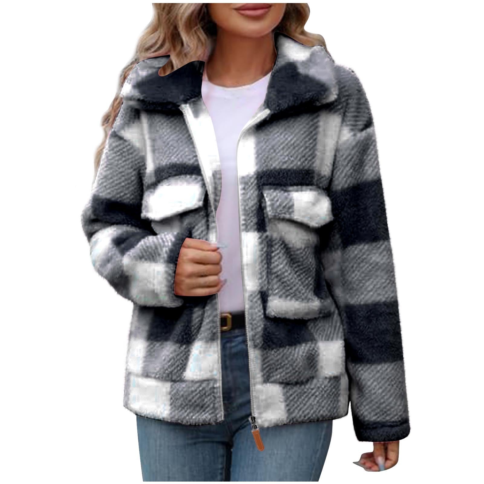 Damen - Fleecejacke - Karomuster - Weich, Bequem und Stylisch - Perfekt für den Alltag