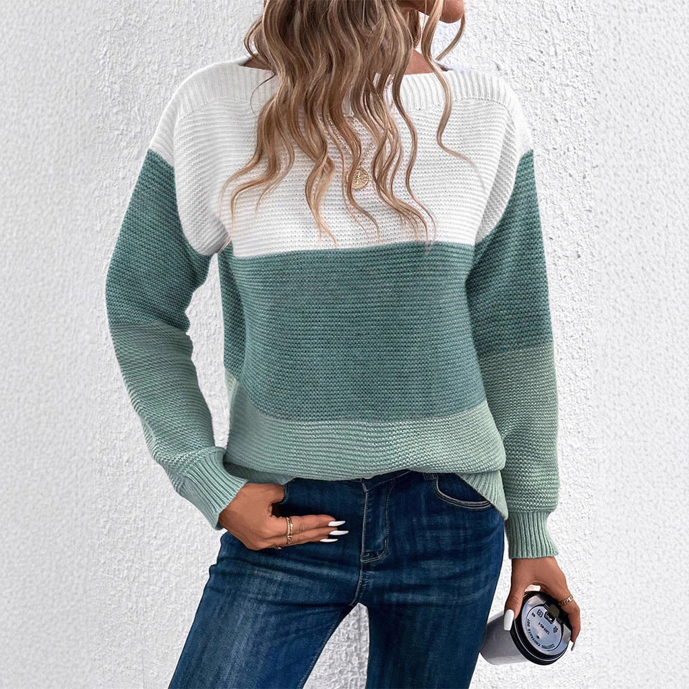 Damen - Strickpullover - Farbblock - Bequemer und stilvoller Look - Perfekt für die kühle Jahreszeit