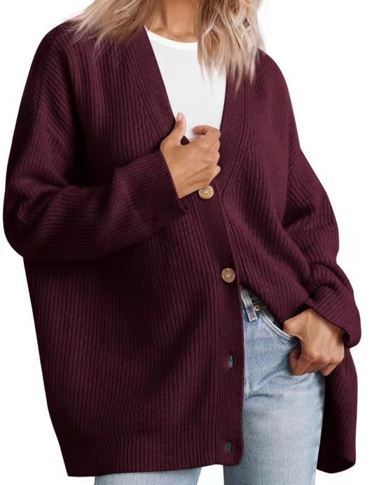 Damen - Gestreifte Strickjacke mit Knopfleiste - Weichem Strickstoff - Gemütlicher Stil für jeden Anlass