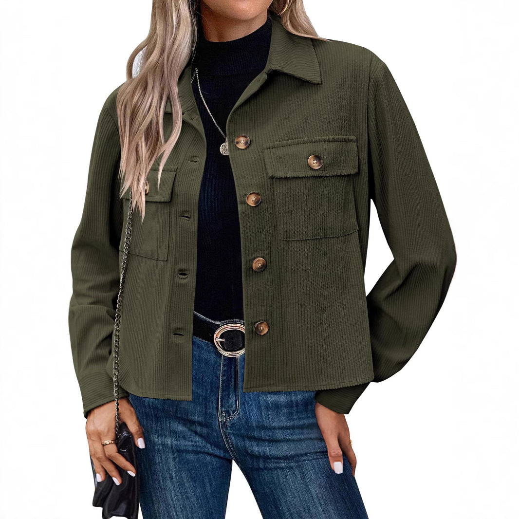 Damen - Cordjacke - Brusttaschen - Bequemer Stil für jeden Anlass