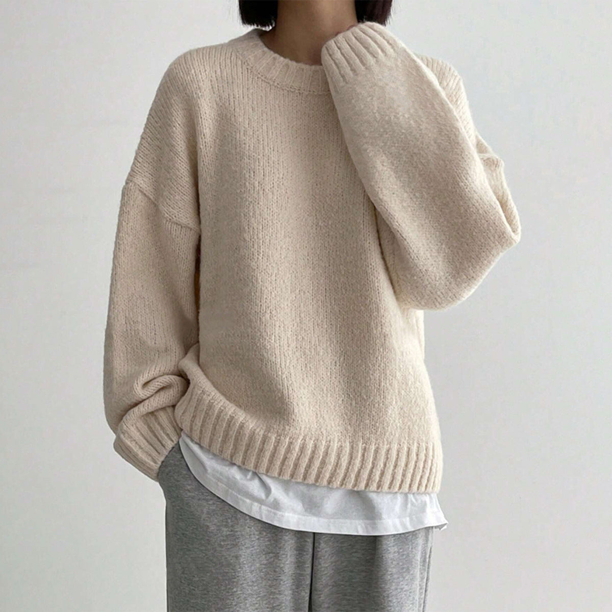 Damen - Oversized Strickpullover - Bequemer Rundhalsausschnitt - Stylischer Look für jeden Anlass