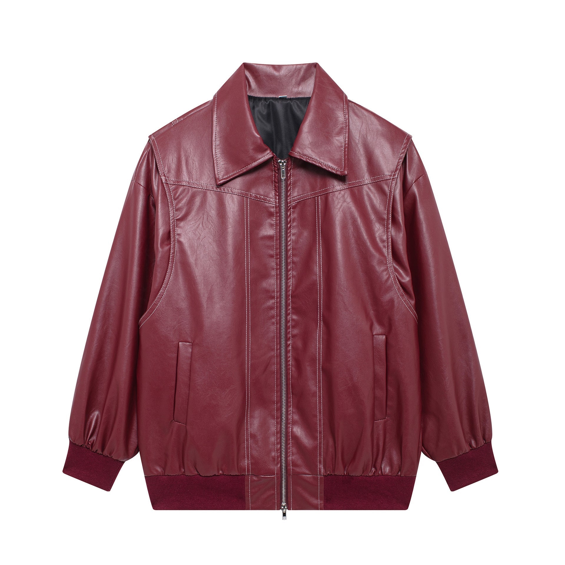 Damen - Jacke mit elastischen Manschetten - Kunstleder - Trendige Mode für jeden Anlass