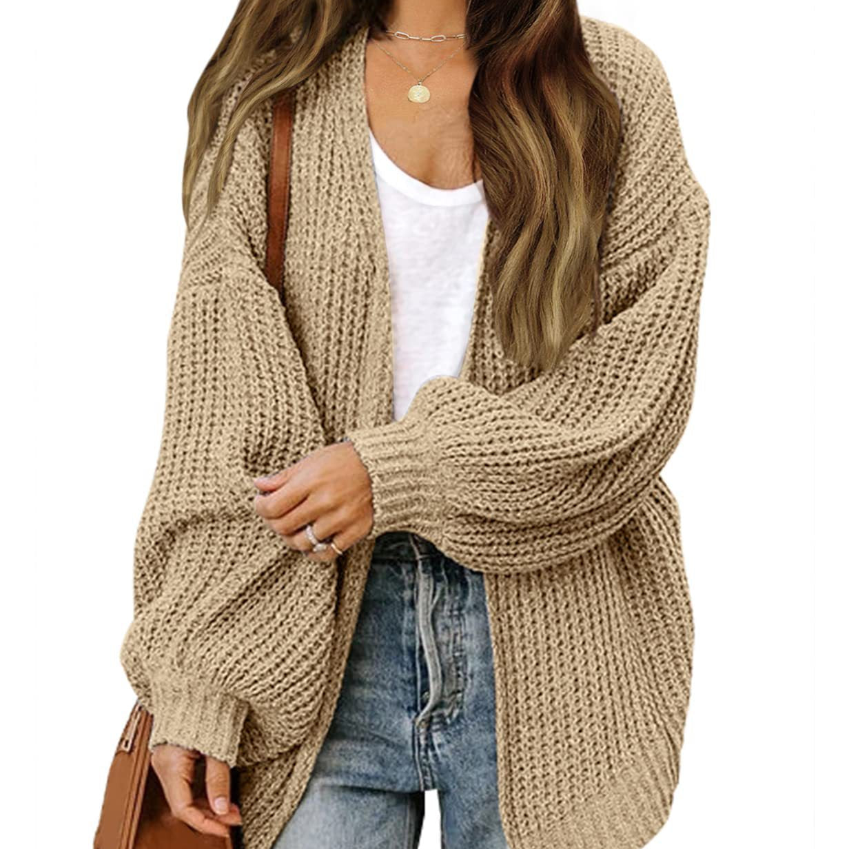 Damen - Grobstrickjacke - Überschnittenen Schultern - Bequem und Stylisch für jeden Anlass
