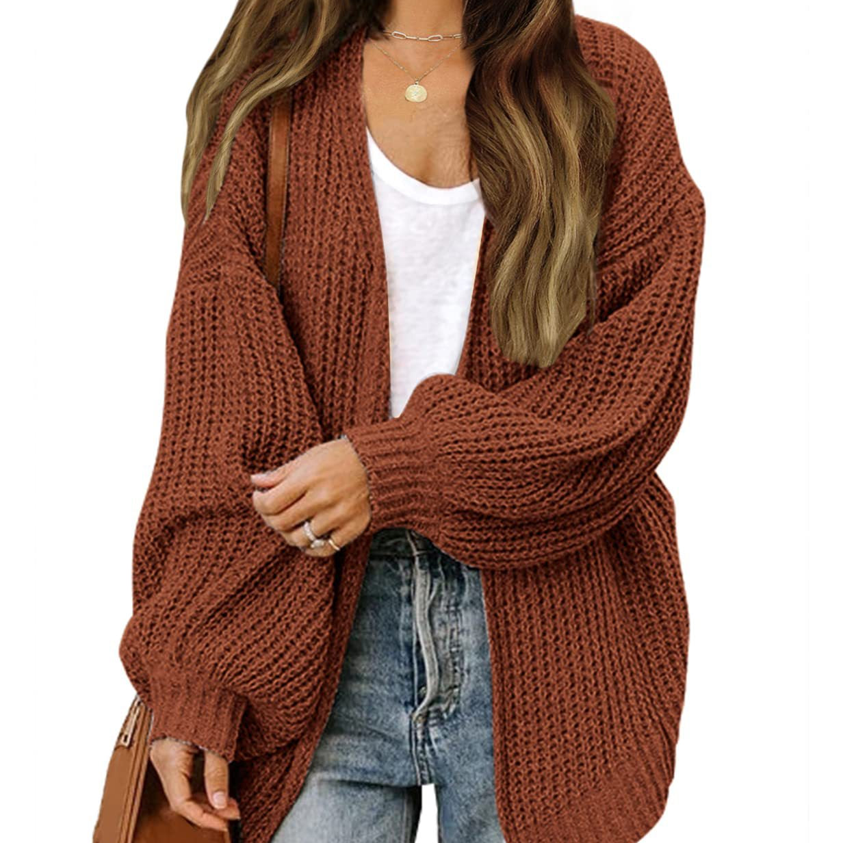 Damen - Grobstrickjacke - Überschnittenen Schultern - Bequem und Stylisch für jeden Anlass